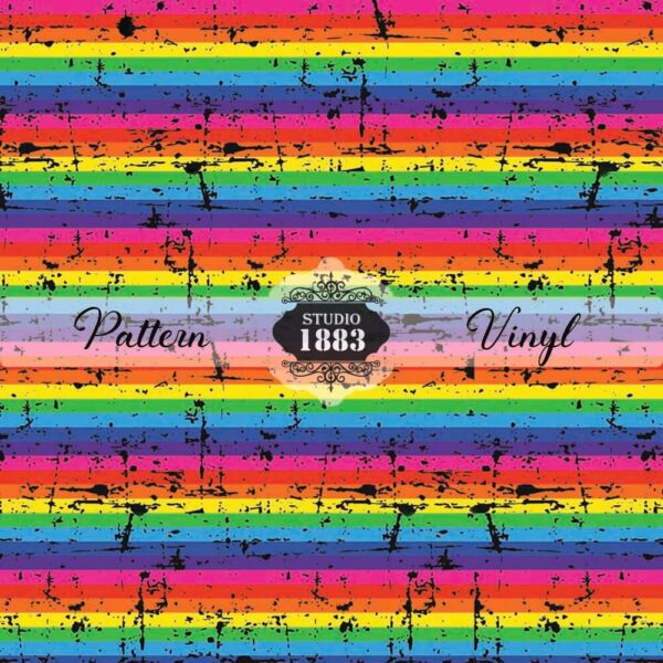Distressed Rainbow Stripes-Pattern Vinyl