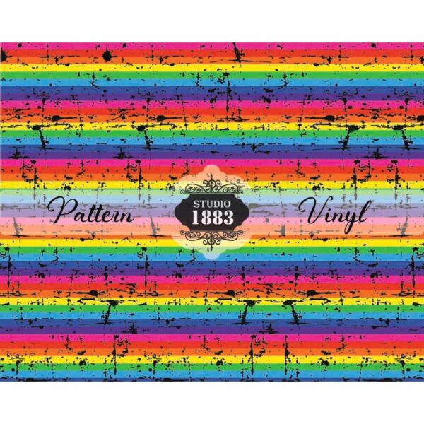 Distressed Rainbow Stripes-Pattern Vinyl - Image 2