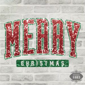 T309-Merry Christmas Sequin Red and Green