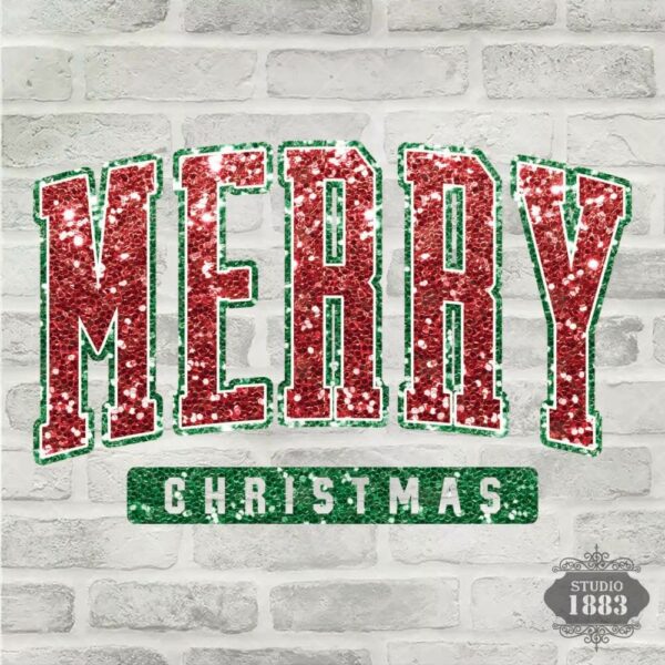 T309-Merry Christmas Sequin Red and Green