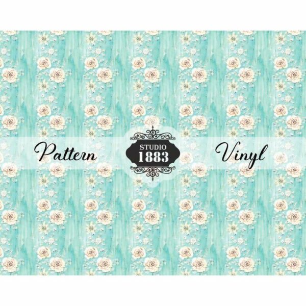 Teal Roses-Pattern Vinyl - Image 2