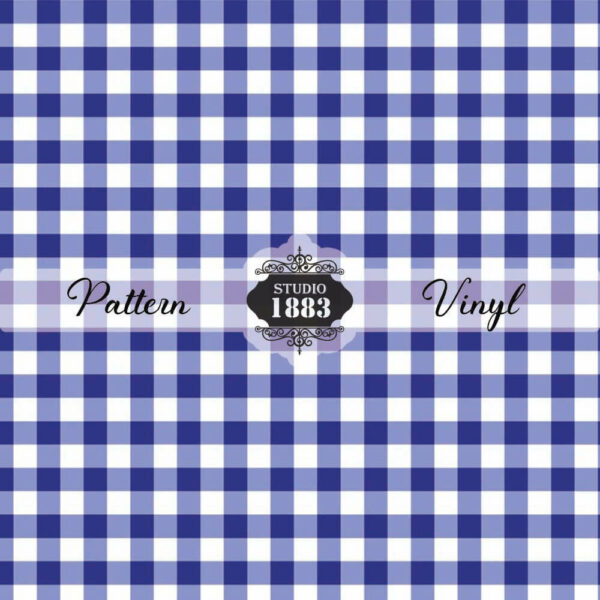 White & Navy Plaid-Pattern Vinyl