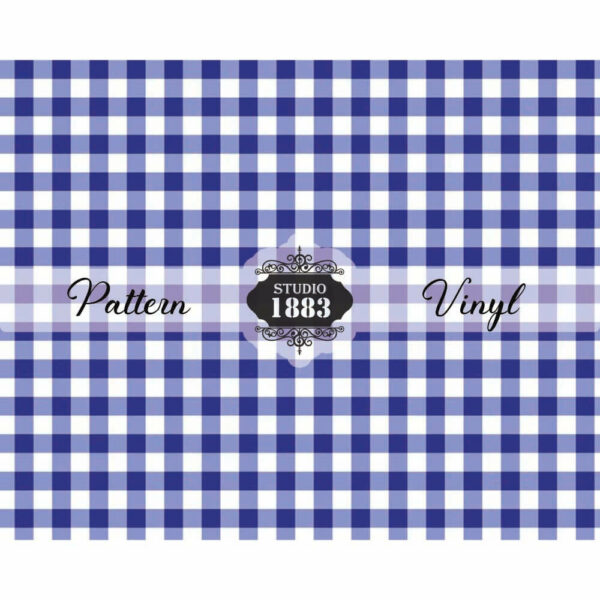 White & Navy Plaid-Pattern Vinyl - Image 2