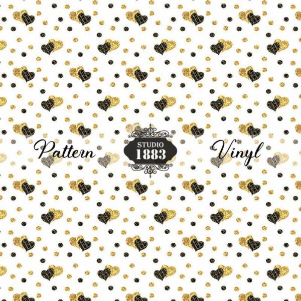 Black And Gold Hearts-Pattern Vinyl
