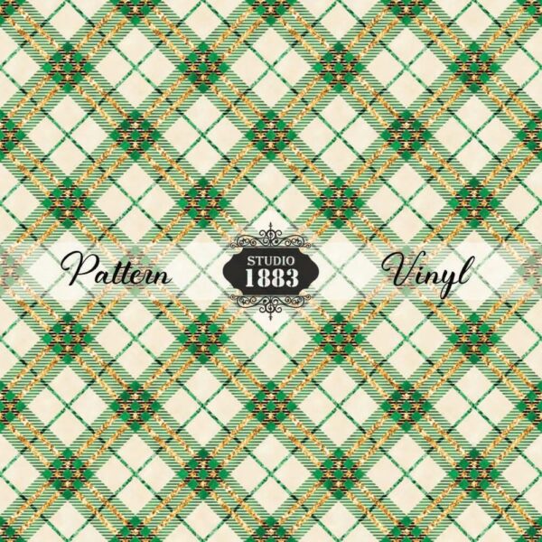 Cream Christmas Plaid-Pattern Vinyl