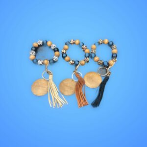 Wood Leopard Bead Bracelet