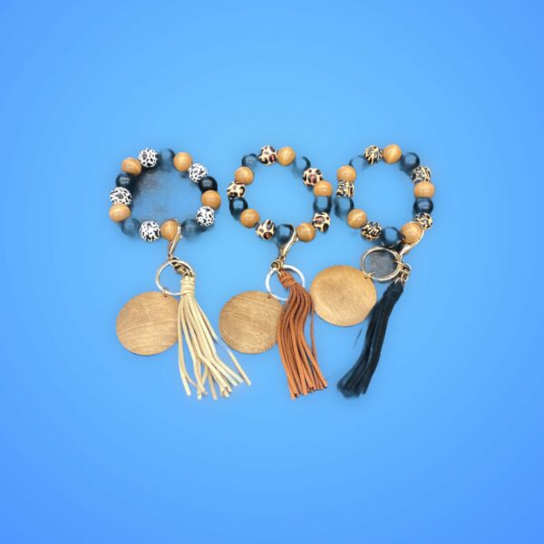 Wood Leopard Bead Bracelet