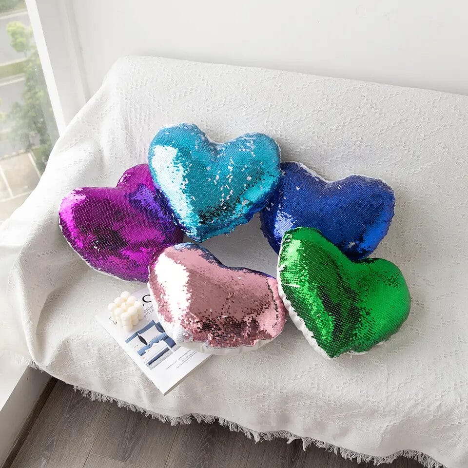 Sequin Heart Pillow Large Studio 1883