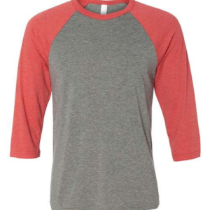 BC Raglan- Lt Red/Dkgrey