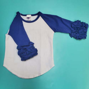 Ruffle Sleeve Raglan-Blue