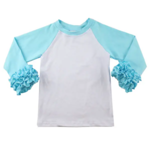 Ruffle Sleeve Raglan-Aqua