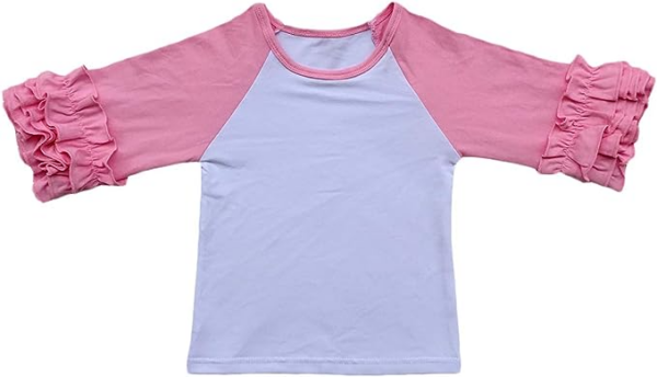 Ruffle Sleeve Raglan-Pink