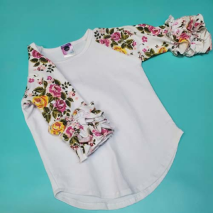 Ruffle Sleeve Raglan-Floral
