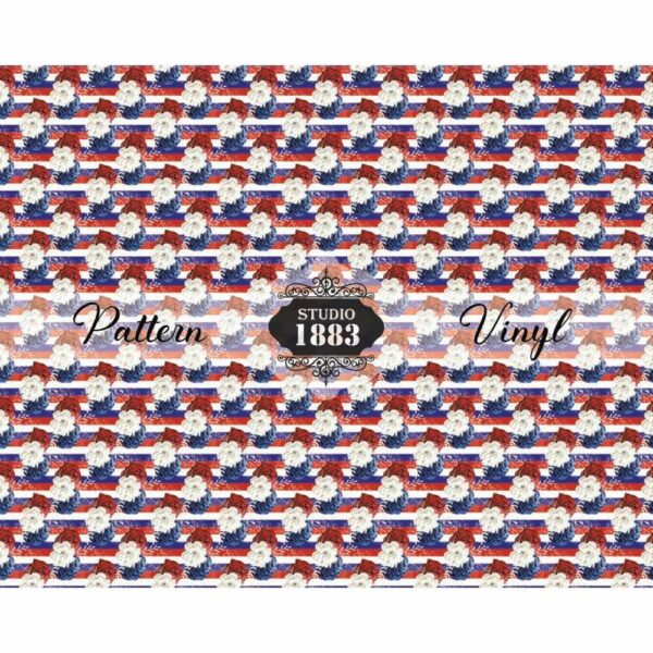 Redwhiteblueflowers-Pattern Vinyl - Image 2