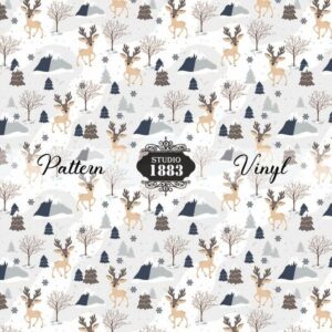 White Reindeer-Pattern Vinyl