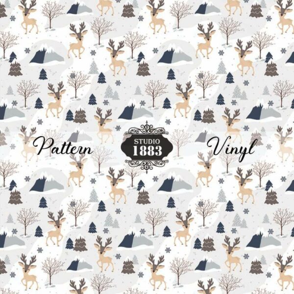 White Reindeer-Pattern Vinyl